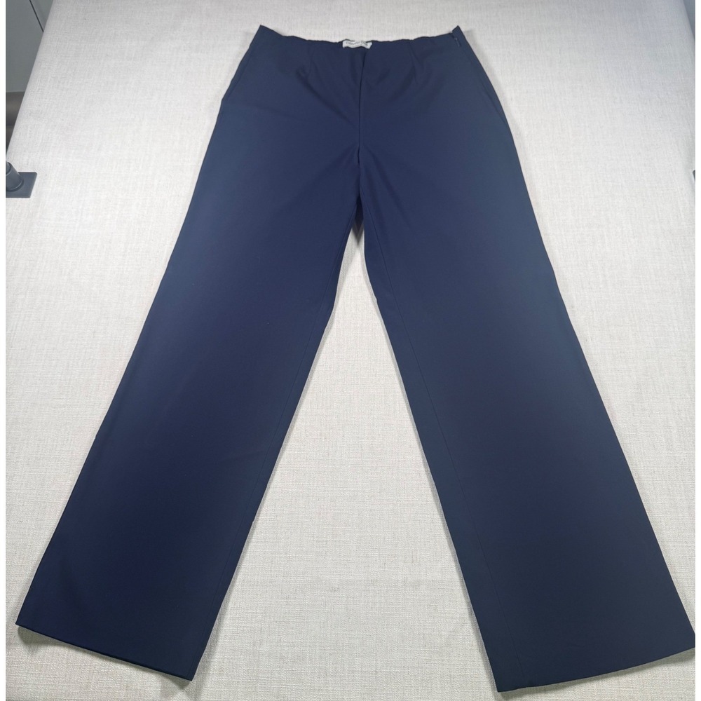 Coldwater Creek Classic Fit Straight Leg Trousers Navy Blue Side Zip Size 10
